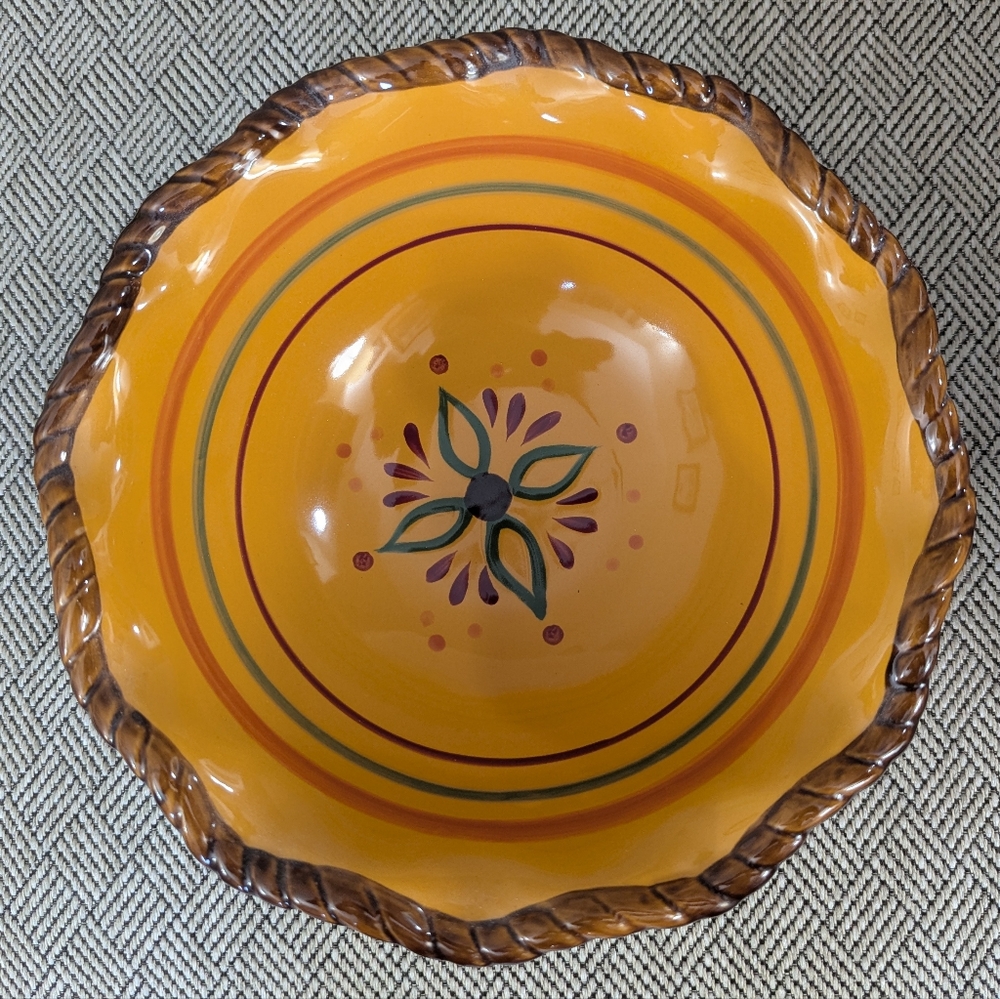 Home And Garden Party Stoneware Collection Orange And Yellow Decorative Bowl